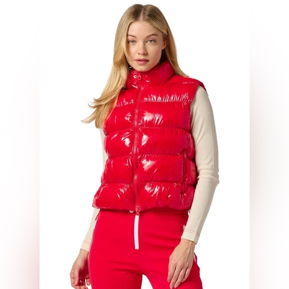 Daisy Shiny Red Puffer Vest - Picture 3 of 15
